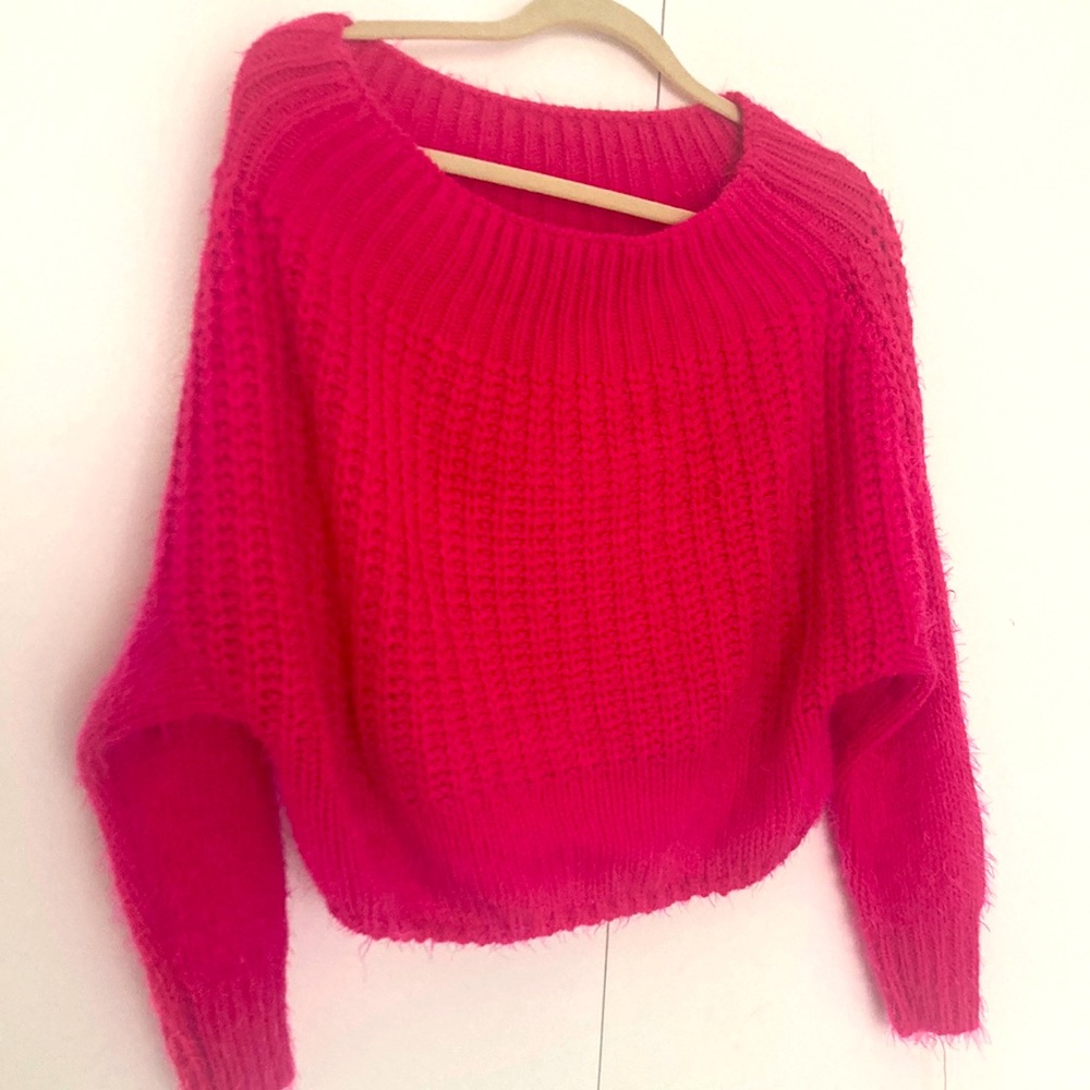 Over the shoulder knitted sweater